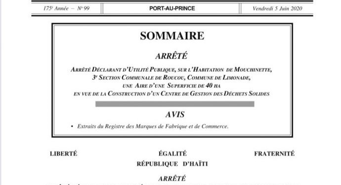 Limonade :  L’Exécutif sauve  le projet de construction d’un centre de gestion des déchets solides
