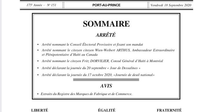 Haïti-Élection : l’Arrêté nommant les 9 membres du CEP finalement publié !