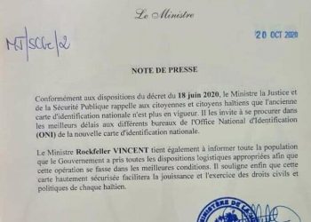 « L’ancienne Carte d’Identification Nationale n’est plus en vigueur », rappelle le Ministère de la Justice