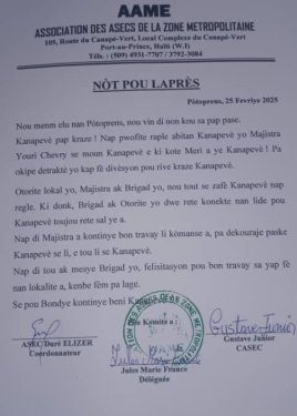 L’AAME soutient le Comité de Brigarde de Canapé-Vert et dénonce les rumeurs malveillantes