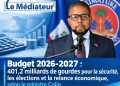 Budget 2026-2027 : 401,2 milliards de gourdes pour la sécurité, les élections et la relance économique, selon le ministre Colin