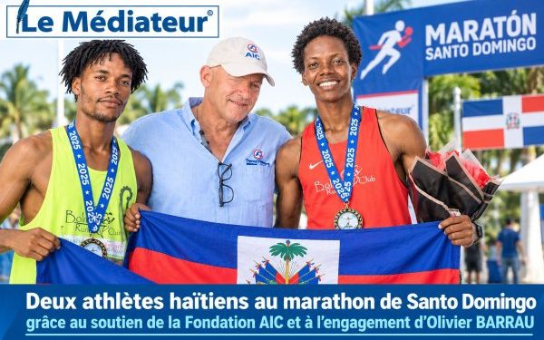 Deux athlètes haïtiens au marathon de Santo Domingo grâce au soutien de la Fondation AIC et à l’engagement d’Olivier BARRAU